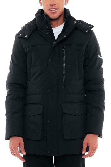 Biston men's quilted parka with hood black