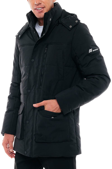 Biston ανδρικό καπιτονέ παρκά με κουκούλα μαύρο