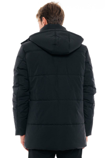 Biston ανδρικό καπιτονέ παρκά με κουκούλα μαύρο