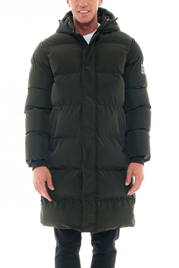 Biston ανδρικό μακρύ μπουφάν με κουκούλα σκούρο πράσινο