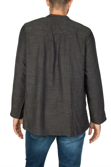 Bigbong πουκάμισο με Μάο γιακά μαύρο μελανζέ