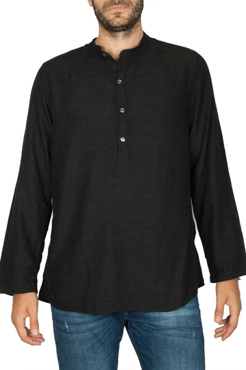 Bigbong πουκάμισο με Μάο γιακά μαύρο