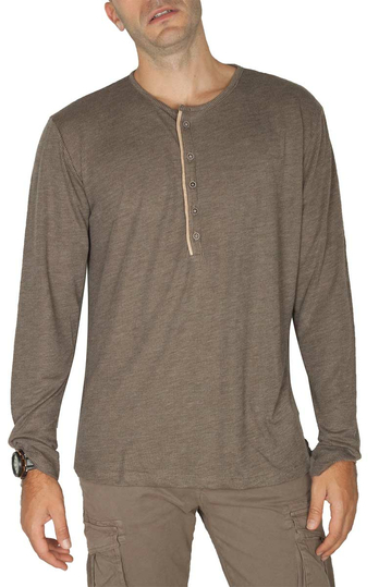 Bigbong long sleeve Henley tee dark beige