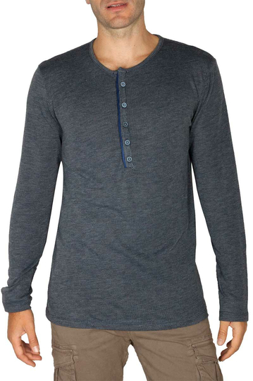 Bigbong long sleeve Henley tee blue