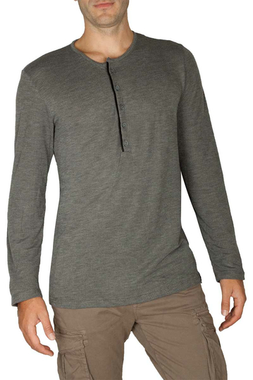 Bigbong long sleeve Henley tee grey