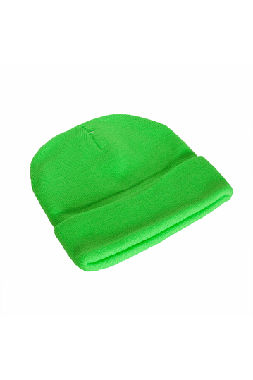 Turn up beanie neon green