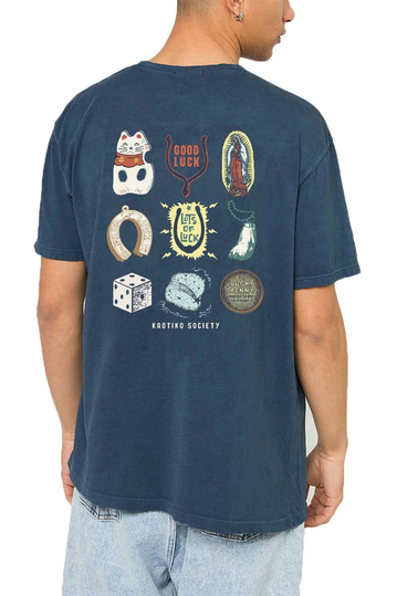 Kaotiko Lots Of Luck washed t-shirt navy