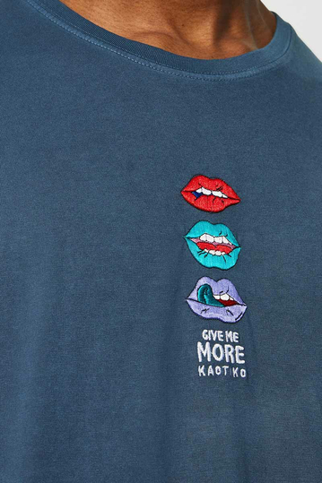 Kaotiko Mouth Colors washed t-shirt navy