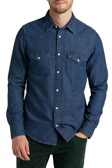 Lee regular western denim shirt mid stone