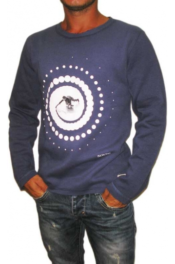Bigbong men's dotted spiral print indigo sweatshirt