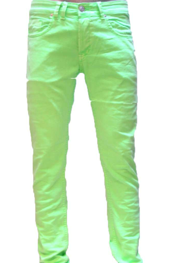 Men's color denim neon green