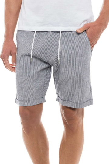Biston linen shorts white-blue stripes