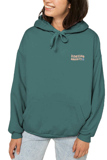 Kaotiko oversize φούτερ με κουκούλα Don't Let Idiots πράσινο