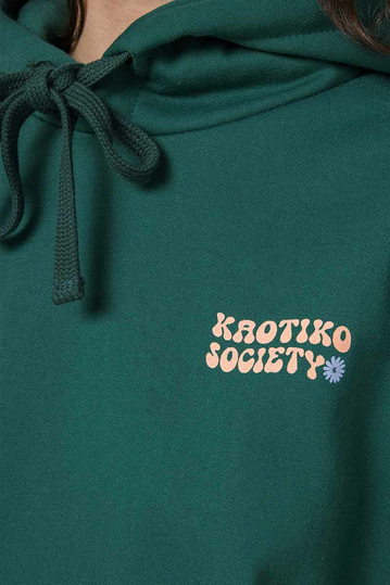 Kaotiko oversize φούτερ με κουκούλα Don't Let Idiots πράσινο