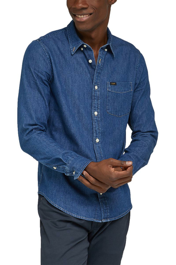 Lee button down denim shirt -  mid stone