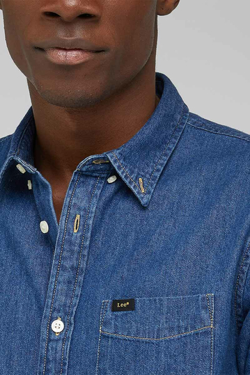 Lee button down denim shirt -  mid stone