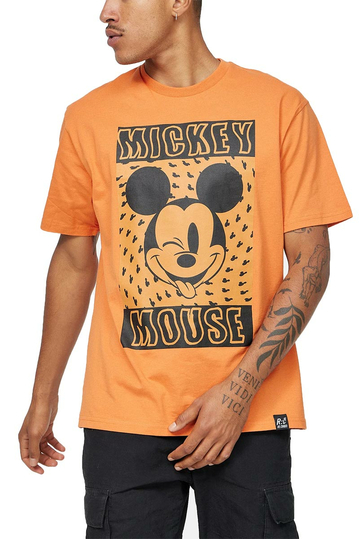 Recovered Oversized T-shirt Disney Trippy Mickey Mouse Orange