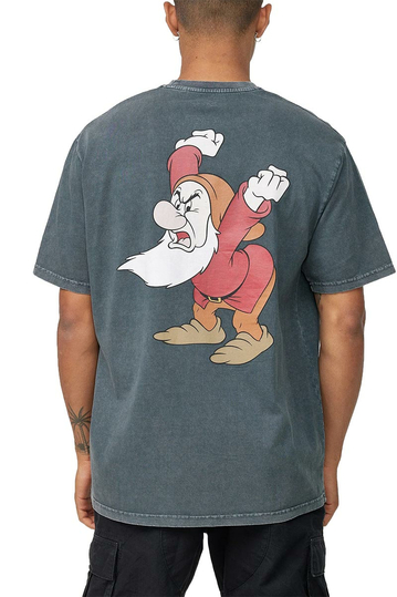 Recovered Relaxed T-shirt Disney Snow White Grumpy Dwarf Washed Black
