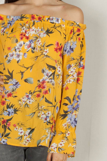 Rut & Circle Eleonor Singoalla Bardot top floral yellow