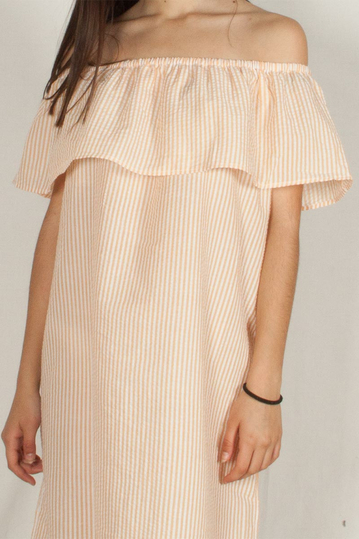 Pepaloves Dulce Bardot mini striped dress orange