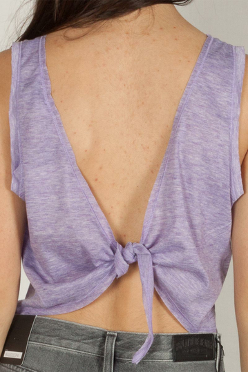Pepaloves Irena tie open back crop top lilac