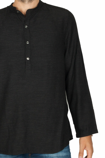 Bigbong πουκάμισο με Μάο γιακά μαύρο