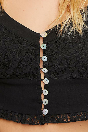 Free People Here i go δαντελένιο μπουστάκι μαύρο