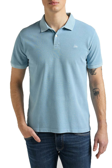 Lee natural dye polo tee ice blue