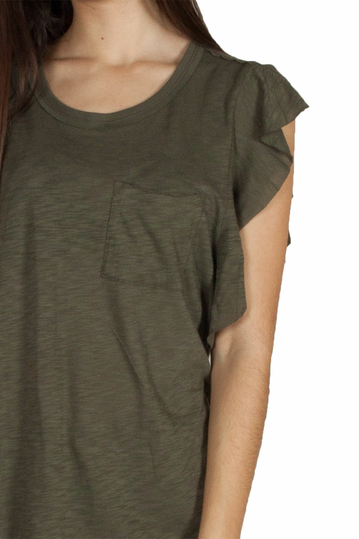 Free People So easy χακί τοπ με βολάν μανίκια