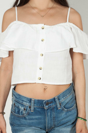 Rut and Circle Singoalla button up crop top white