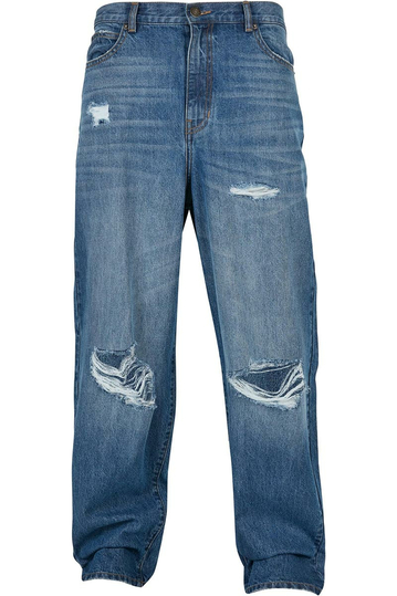 Urban Classics Distressed 90's Baggy Jeans Mid Deep Blue