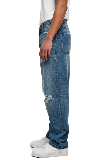 Urban Classics Distressed 90's Baggy Jeans Mid Deep Blue