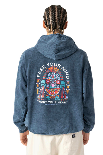 Kaotiko Free Your Mind Washed Hoodie Navy