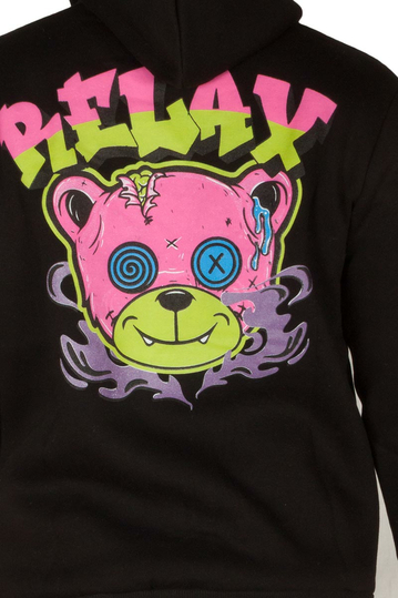 Relax Printed Hoodie Black