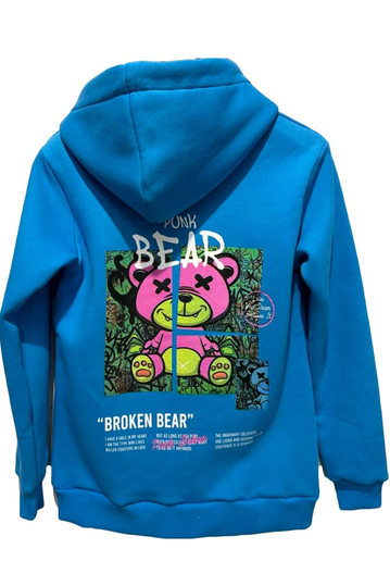 Broken Bear Hoodie Royal Blue