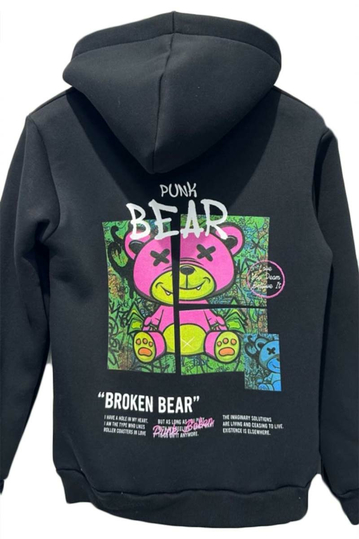 Broken Bear Hoodie Black