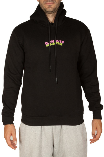 Relax Printed Hoodie Black