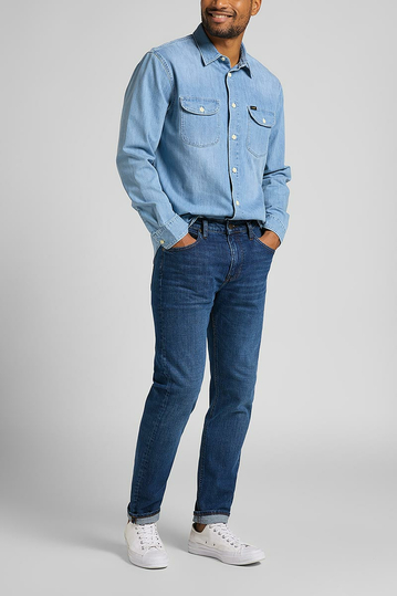 Lee Austin Regular Tapered Jeans - Mid Bluegrass
