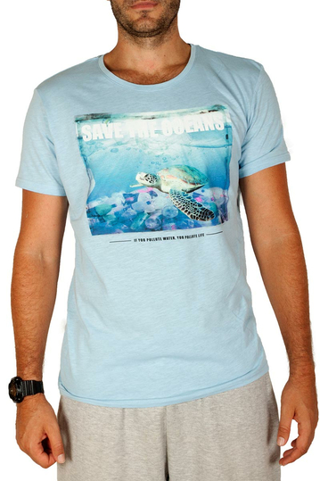 Sublevel T-shirt Save The Oceans Light Blue