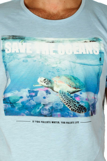 Sublevel T-shirt Save The Oceans Light Blue