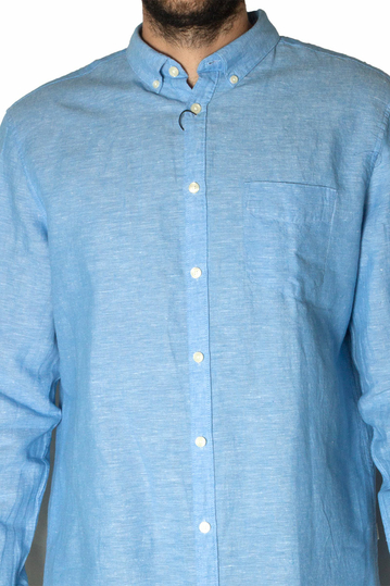 Gnious linen blend ανδρικό πουκάμισο Linus rivera blue