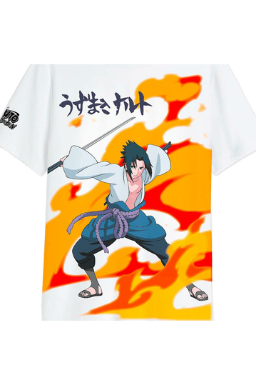 Cotton Division oversize T-shirt Naruto Shippuden Sasuke Flames