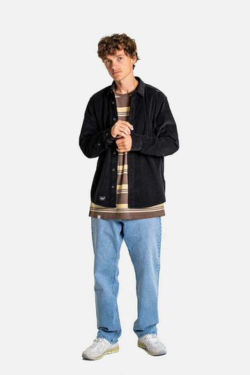 Reell κοτλέ πουκάμισο Strike Black