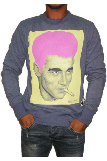 Bigbong men's indigo sweatshirt with James Dean print