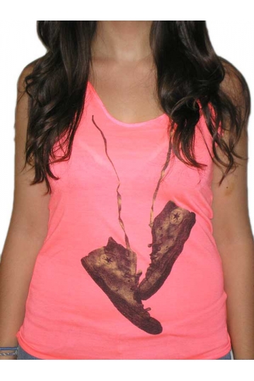 Γυναικείο αμάνικο μπλουζάκι με στάμπα νέον ροζ