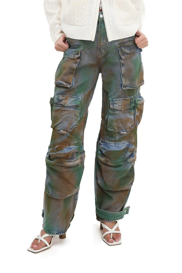 Women's Dirty Camo Multi Pocket Jeans