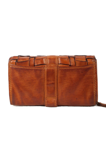 Hill Burry RFID leather clutch wallet brown with flap