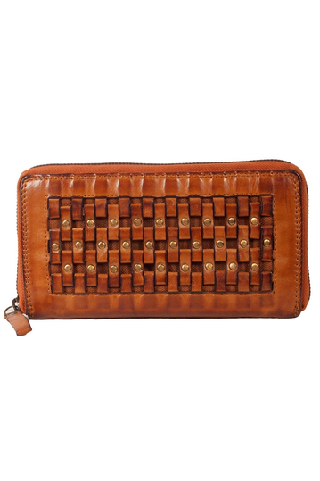 Hill Burry RFID leather zippered clutch wallet brown