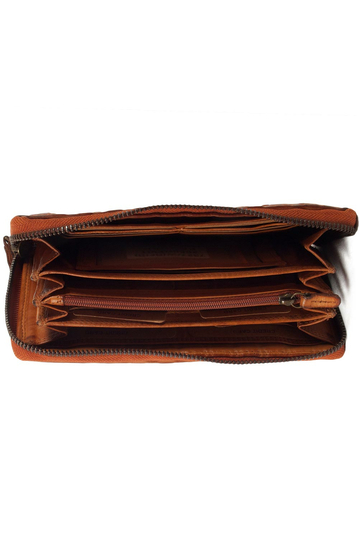 Hill Burry RFID leather zippered clutch wallet brown