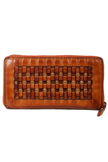 Hill Burry RFID leather zippered clutch wallet brown